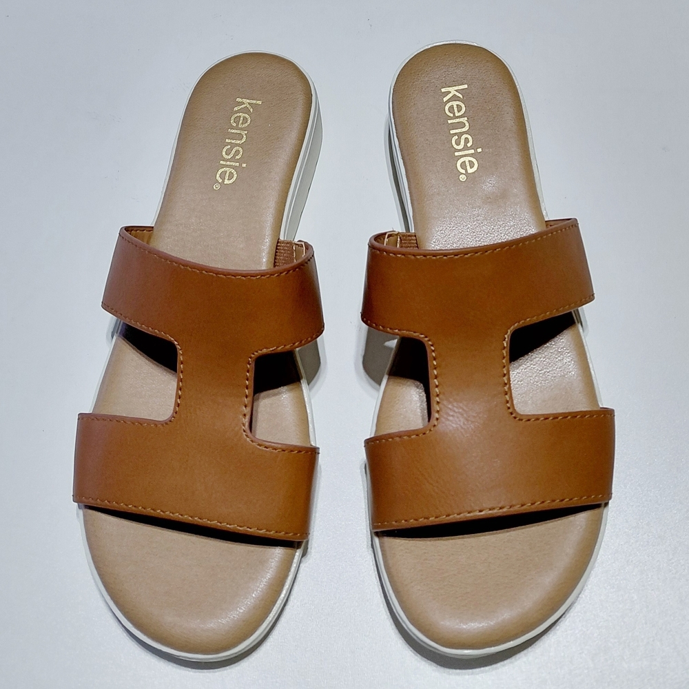 KENSIE Women's Elena Tan Slip On Sandals Size 6M